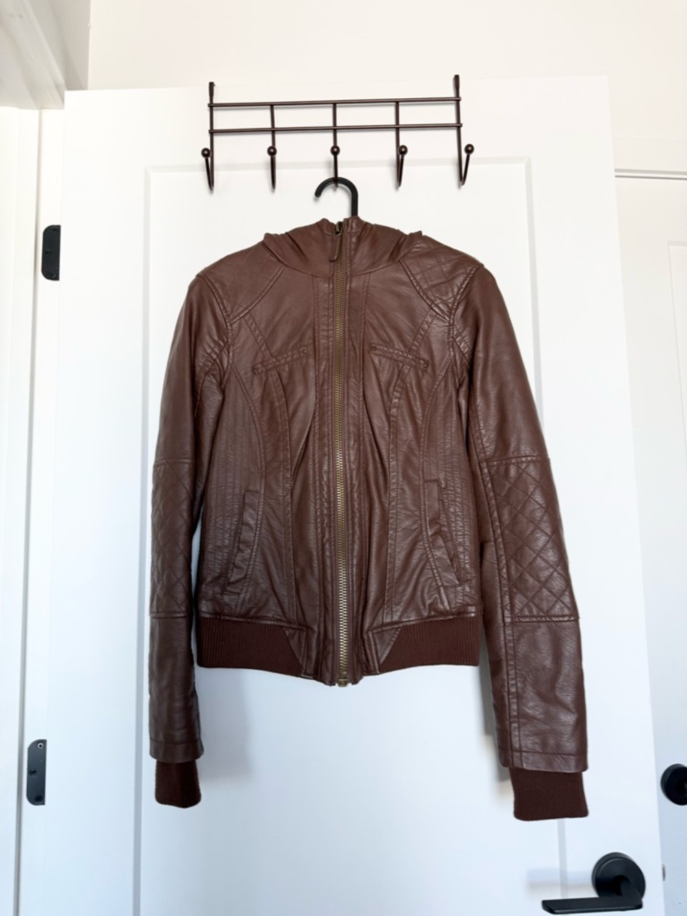 Garage Brown Leather Zip-Up Jacket – Classic Bomber